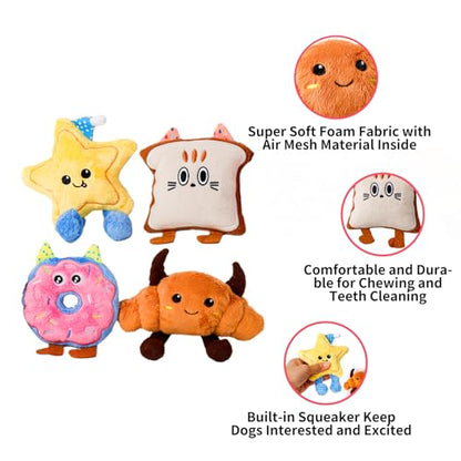 DODODOLA Stuffed Dog Toys Durable Plush Dog Toy with Crinkle Paper Cute Elephant Squeaky Dog Toys Dog Chew Toys for Medium Large Breed (Colorful Sweet) - color: Colorful Sweet