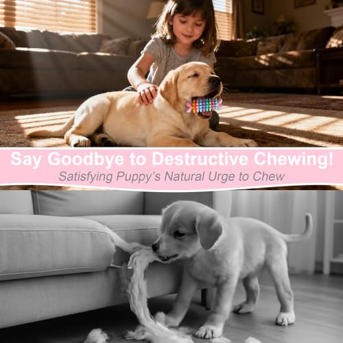 Puppy Teething Toy, Indestructible Dog Chew Toys for Aggressive Chewers, Puppy Toys to Keep Them Busy and Clean Teeth, Interactive Dog Toy for Small & Medium Breeds