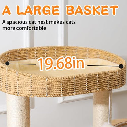 Modern Cat Tree Tower, Hand-Woven Condo for Large Cats with Sisal Scratching Post, Cute Cats Furniture Activity Center - color: LS-02-new1