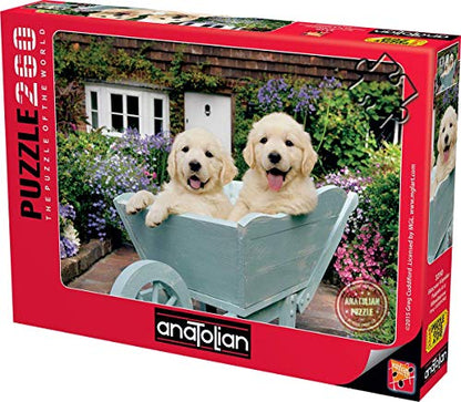 Anatolian Puzzle - Puppies in a Wheelbarrow, 260 Piece Jigsaw Puzzle, #3310 - color: Puppies in a Wheelbarrow