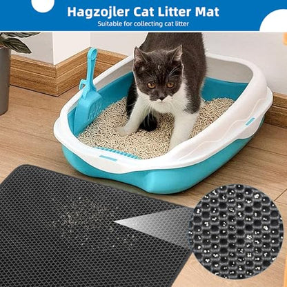 Cat Litter Mat for Indoor Cats Eva Double-Layer Litter Box Mat Washable for Easy Cleaning Cat Rug Collects Litter and Prevents Liquid Leakage (Black, 23.6×35.4inch) - color: Black-23.6×35.4inch