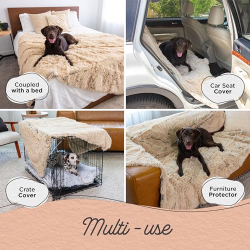 Best Friends by Sheri Calming Shag Cat and Dog Blanket with Non-Skid, Water Resistant Base, Machine Washable, Taupe, 60" x 80" - color: Taupe, size: 60" x 80"