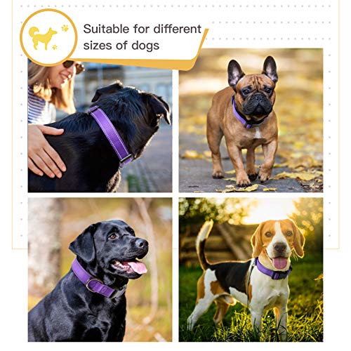 HEELE Dog Collar, Reflective Dog Collar, Soft Neoprene Padded Breathable Nylon Pet Collar Adjustable for Small Dogs, Purple, S(10.23-14.96") - color: Purple, size: Small (10.23-14.96")