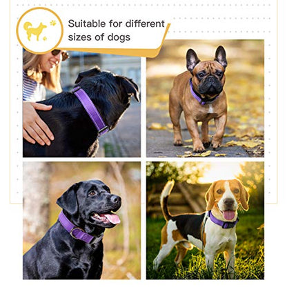 HEELE Dog Collar, Reflective Dog Collar, Soft Neoprene Padded Breathable Nylon Pet Collar Adjustable for Small Dogs, Purple, S(10.23-14.96") - color: Purple, size: Small (10.23-14.96")