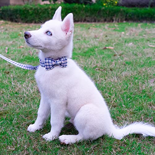 Tunkoo Dog Leash Plaid with Soft Comfy Cotton Handle，Girl Pet for Small Medium Large Dogs Cats Daily Walking（Bule Grid，S） - color: Bule Plaid Leash, size: Small