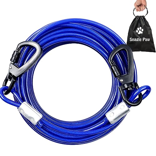 Tie Out Cable for Dogs, 50FT Dog Leads for Yard Chew Proof, Heavy Duty Leash for Large Dogs Up to 250lbs, Sturdy Dog Runner for Yard or Camping - color: Blue, size: 250lbs / 50ft