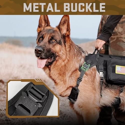 Dog Harness Medium Sized,Tactical Dog Harness with Handle,No Pull Military Style Service Dog Vest with Pockets Adjustable for Medium Dogs,Black,Chest 19.5-41.5" - color: Black, size: M:Chest 22-35",Fit 30-80lbs