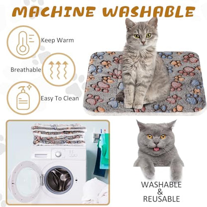 Tuanse 4 Pack Ultra Soft Dog Cat Bed Mat Small Animal Guinea Pig Bed with Cute Print Reversible Fleece Dog Crate Kennel Pad Cozy Washable Thickened Hamster Pet Beds Mat(21 x 14 Inches,Gray) - color: Gray, size: 21 x 14 Inches