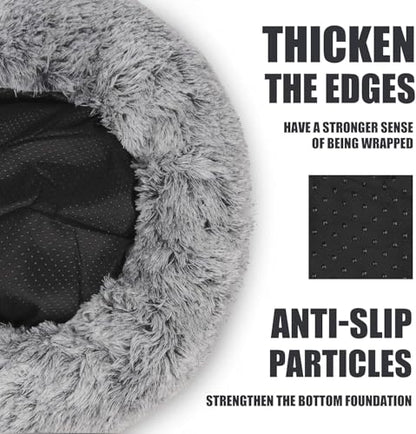 Keep Warm Lapcatz Nest Bed, Cat Bed Round Fluffy Hooded Cat Bed Cave, Anti-Slip Bottom and Machine Washable,Removable Washable Round Beds for Small Medium Pets (Coffee,Medium) - color: Coffee, size: Medium