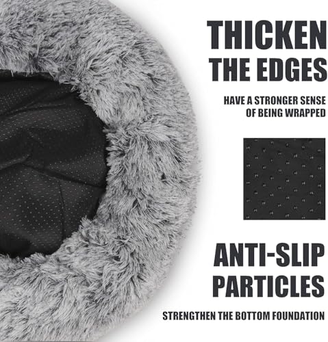 Keep Warm Lapcatz Nest Bed, Cat Bed Round Fluffy Hooded Cat Bed Cave, Anti-Slip Bottom and Machine Washable,Removable Washable Round Beds for Small Medium Pets (Coffee,70cm/27.5inch) - color: Coffee, size: 70cm/27.5inch