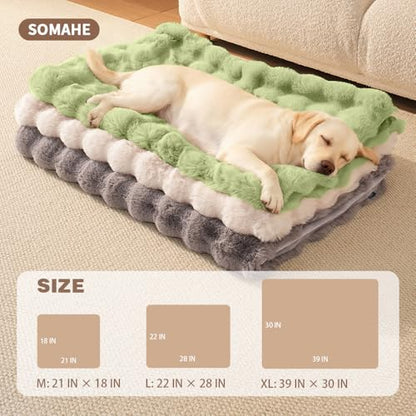 Dog Blanket, Reversible Sherpa & Bubble Fleece Pet Throw, Ultra-Soft Plush for Medium Dogs, Machine Washable, Anti-Static, Warm & Cozy, 39"×31" Inch Green - color: Green, size: 39"L x 31"W Inches
