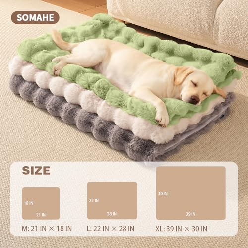 Dog Blanket, Reversible Sherpa & Bubble Fleece Pet Throw, Ultra-Soft Plush for Medium Dogs, Machine Washable, Anti-Static, Warm & Cozy, 39"×31" Inch Green - color: Green, size: 39"L x 31"W Inches