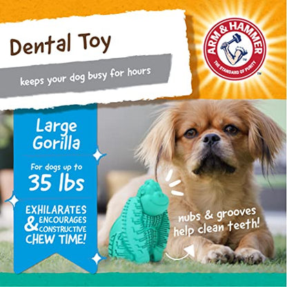 Arm & Hammer for Pets Super Treadz Gorilla Dental Chew Toy for Dogs - Dog Dental Toys Reduce Plaque & Tartar Buildup Without Brushing - Safe for Dogs up to 35 Lbs (Pack of 12) - size: Large (Pack of 12), style: Gorilla