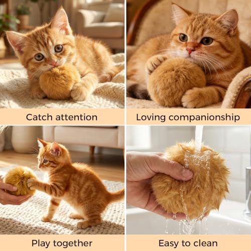 3 Pcs Rabbit Fur Ball Cat Toys, 2026 New Soft Cat Toy Rabbit Fur Ball, Washable Fluffy Catnip Toy Ball for Indoor, Interactive Fun to Chase Cat Exercise Ball for Hunting