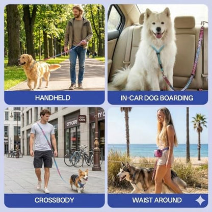 Hands Free Dog Leash with Slip Lead，Waist Leash Retractable for Dog Walking, Jogging and Running,Dual Padded Handles and Durable Bungee for Walking, Jogging and Running(Chic Leopard Pattern)