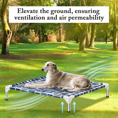 Elevated Dog Bed - Soft Comfortable Fabric, Easy to Clean, Stainless Steel Frame, Raised Design for Air Circulation, Durable Pet Cot for Medium Dogs, Breathable & Stable Pet Bed - size: M