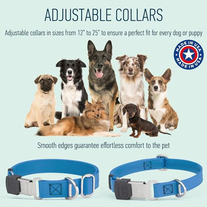 Biothane Waterproof Durable Dog Collar with Herm Sprenger - Quick Release ClicLock Buckle - Fits Medium and Large Dogs - Made in USA (Cerulean Blue, W 1" x L 15"-25") - color: Cerulean Blue, size: W 1" x L 15"-25"