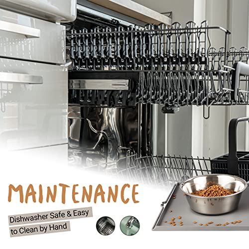PEGGY11 Deep Stainless Steel Anti-Slip Dog Bowls with Silicone Mat - 2 Bowls + Mat, 2 Cups - size: 2 Cups