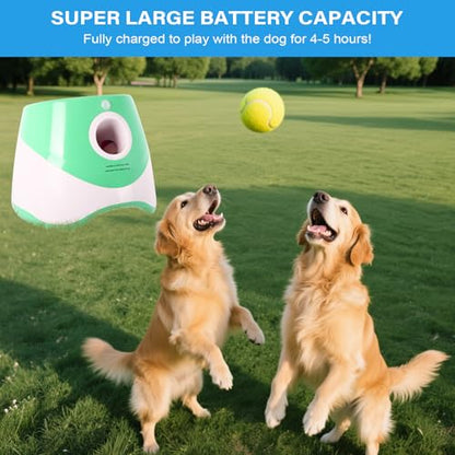 FAHKNS Automatic Dog Ball Launcher for Small Dogs, Indoor/Outdoor Interactive Dog Toy,USB Rechargeable Ball Thrower,10-30 Ft,Includes 15 Mini Tennis Balls,Green - size: 10-30FT for Small Dogs