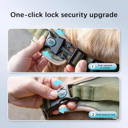 FEESHOW No Pull Escape Proof Dog Harness with Soft Padded Handle Breathable Reflective Vest for Medium Large Dogs Walking Khaki Small - color: Khaki, size: Small