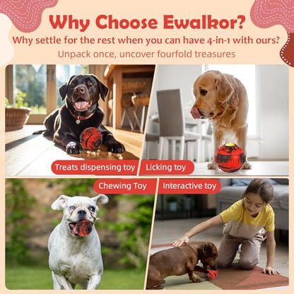 Dog Toys for Boredom - Frozen Treats, Refillable Freezable Dogs Food, Reduces Anxiety Chew Toy, Easy to Clean, Treats Dispensing, 4-in-1 Enrichment - color: Red