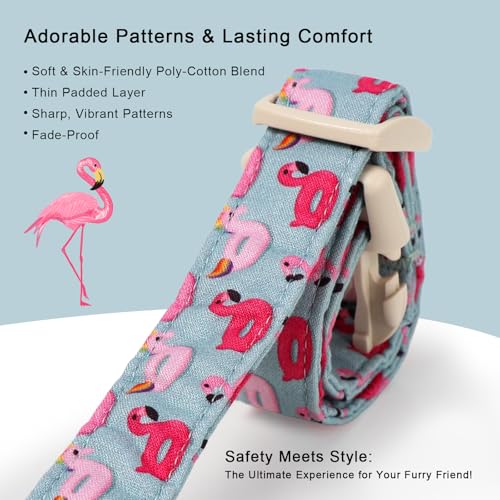 Summer Dog Collar Cute Flamingo Float Dog Collars for Puppy Small Dogs - Lightweight Adjustable Male Female Dogs Everyday Collar with Quick Release Buckle XS - color: Grey Flamingo, size: XS