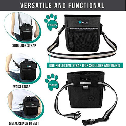 PetAmi Dog Treat Pouch, Pet Treat Pouch for Training, Dog Walking Bag Holder for Kibbles, Pet Food Toy, Dog Trainer Essentials Supplies, Poop Bag Dispenser, 3 Ways to Wear (Charcoal) - color: Heather Charcoal