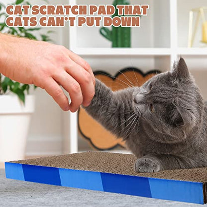 Tatuo 10 Pcs Cat Scratching Pads Large Cat Scratcher Cardboard 14.6 x 4.7 Inch Double Sided Scratch Board, Non-Toxic, Durable, Safe for Pets