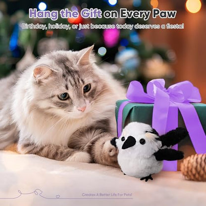 Petbobi Cat Toys Flapping Bird– Interactive Bird Cat Toy with Flapping Wings and Chirping Sounds, USB Rechargeable Motion-Activated Catnip Toy for Indoor Cats & Kittens (Non-Flying) - color: Black