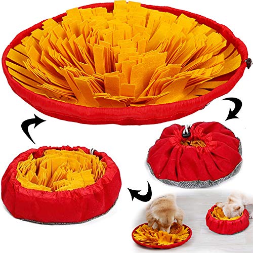 AWOOF Pet Snuffle Mat for Dogs, Interactive Feed Game for Boredom, Encourages Natural Foraging Skills for Cats Dogs Bowl Travel Use, Dog Treat Dispenser Indoor Outdoor Stress Relief (Yellow) - color: yellow
