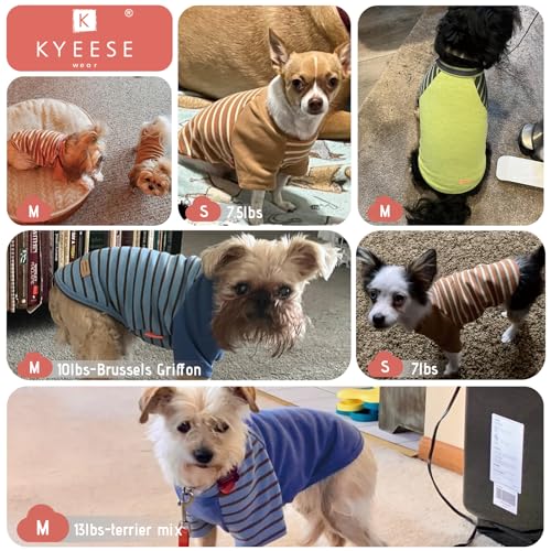KYEESE 3Pack Small Dog Sweater, Soft Puppy Sweatshirt Stretchy Pullover Dog Sweater for Small Dogs Boy, Lightweight Fleece Cat Shirt Pet Clothes with Sleeves, S - color: 08# 3Pack(Blue+Grey+Blue Stripe), size: Small (4-8lbs)