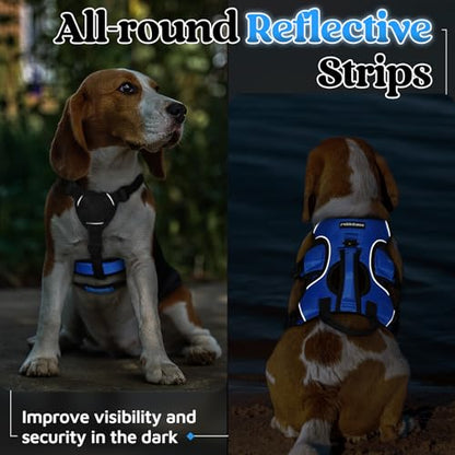 rabbitgoo Escape Proof Dog Harness, Soft Padded Full Body Pet Harness, Reflective Adjustable No Pull Vest with Lift Handle and Leash Clip for Large Dogs Walking Hiking Training, S, Blue - color: Blue, size: Small (Pack of 1)