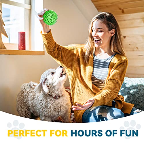 SHARLOVY 3.5” Large Dog Toys Ball, 6 Pack Squeaky oys, Durable for Aggressive Chewers, Spiky Ball for Clean Teeth and Training, Fetch Toys for Large Dogs, for Puppy Chew and Teething - size: Large Set of 6