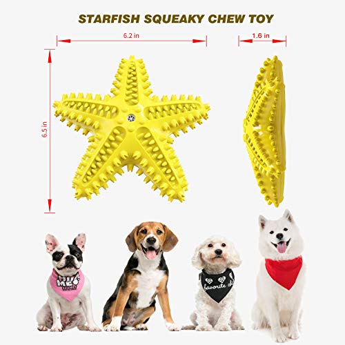 Squeaky Dog Toys - Starfish Natural Teeth Cleaning Toy for Small & Medium Dogs - Yellow - color: Starfish Yellow