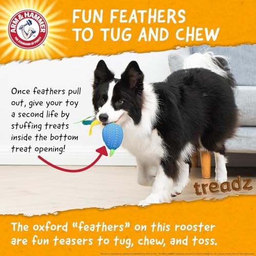 Arm and Hammer for Pets Super Treadz Large Rooster Dental Chew Toy for Dogs - Reduces Plaque and Tartar Without Brushing, Baking Soda Infused, Dishwasher Safe, Dogs Up to 35 Lbs - 2 Pack - size: Large (Pack of 2), style: Rooster