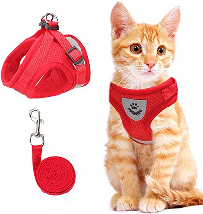 Red Cat & Dog Vest Harness - All Weather Mesh, Reflective Strap, Adjustable Step-in Harness for Small Pets (Red, S) - color: Red, size: Small (Chest: 11"-13")