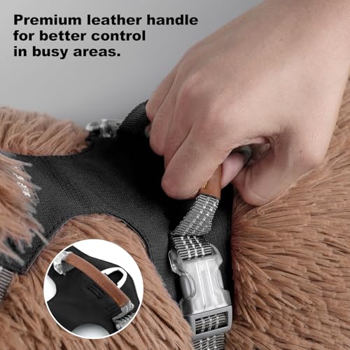 No Pull Dog Harness – Adjustable Reflective Nylon Vest for Small Medium Large Dogs, Escape Proof Training Harness with Leather Control Handle, Lightweight Aluminum Hardware (Black, S) - color: Black, size: S