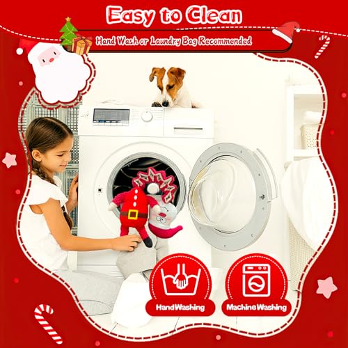 Christmas Large Interactive Dog Toys: Squeaky Plush Stuffed Dog Toy for Large Dogs - Big Chew Santa Dogs Toys for Puppy Small Medium Large Breeds - color: Dark Red