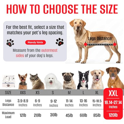 Dog Grooming Hammock for Dogs–Pet Restraint for Nail Trimming with Pet Nail Clipper–Dog Sling for Grooming, Pet Hammock for Nail Cutting & Grooming Harness (Legs Spacing: 16.14-27.14”/Max W:120lb) - size: XXL(Legs spacing: 16.14-27.16")/120 pounds)