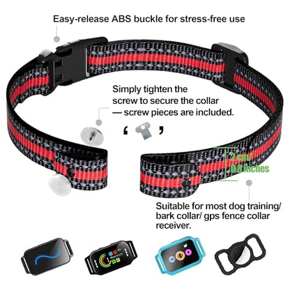 Aikko Reflective Collar Replacement Strap, Durable Nylon Universal Shock Collar for Dog, Adjustable GPS Replacement Belt for Small Medium Large Dog with Heavy-Duty Buckle, Red - color: Red