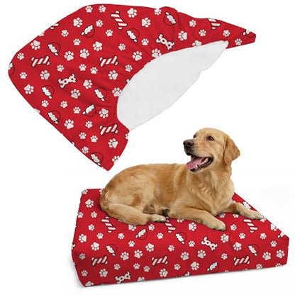 DUKE&LEFTY Furever Christmas Theme Petbed Slipcover-Stretch Soft Petbed Cover-Universal-Easy to Remove (Zipper Free)-Christmas/Medium - color: Christmas, size: Medium-36"x24"x4"