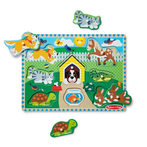 Melissa & Doug Pets Wooden Peg Puzzle (8 pcs) - style: Pets