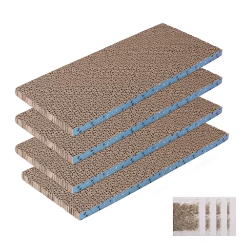 4Pack Cat Scratcher Pad, Reversible Scratching Cardboard, 14" Lx5.3 W Post Board for Indoor Cats Cardboard pad Sleep Play and Grind Claws - size: 4PCS