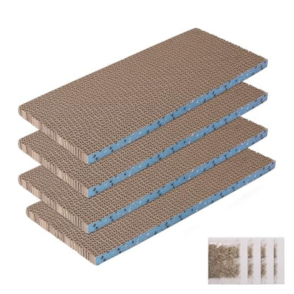 4Pack Cat Scratcher Pad, Reversible Scratching Cardboard, 14" Lx5.3 W Post Board for Indoor Cats Cardboard pad Sleep Play and Grind Claws - size: 4PCS