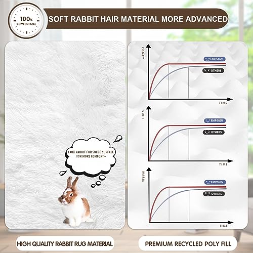 EMPSIGN Dog Crate Pad - Reversible Kennel Bed, Machine Washable, Soft White Plush Sleeping Bed for Small Medium Large Dogs, All-Season Pet Bed, 47"x 29"x 3"