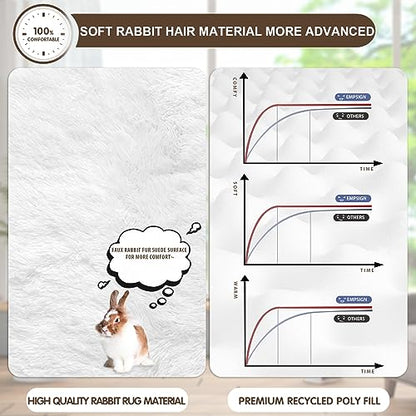 EMPSIGN Dog Crate Pad - Reversible Kennel Bed, Machine Washable, Soft White Plush Sleeping Bed for Small Medium Large Dogs, All-Season Pet Bed, 47"x 29"x 3"