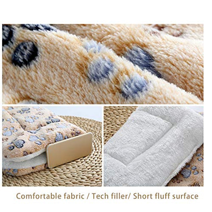 2 Pcs Pet Bed Mats. Ultra Soft Pet (Dog/Cat) Bed with Cute Prints. Reversible Faux Lambswool Kennel Pad for Medium Small Dogs and Cats. Machine Washable Pet Bed. - size: 22.5"L x 15.0"W x 1.2"Th