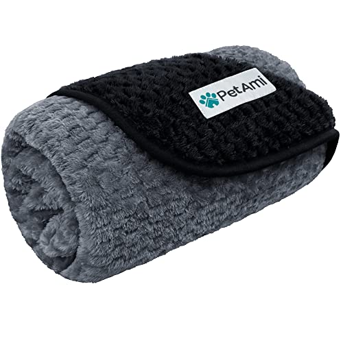 PetAmi Waterproof Dog Blanket, Leakproof Puppy Blanket for Small Medium Dogs, Furniture Sofa Couch Cover Protector, Fleece Pet Throw Indoor Cat Kitten, Reversible Washable Soft Plush, 29x40 Black Gray - color: Black/Gray, size: Medium (29x40)