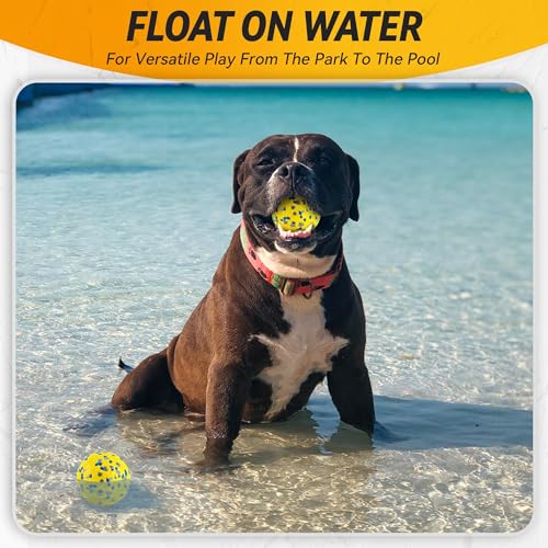 FUSOTO 4Pcs Dog Balls, Tennis Balls for Dog Aggressive Chewers, for Large Medium Small Puppy, Training Catch&Fetch, Water Floats Toys, Yellow - color: 4x Yellow