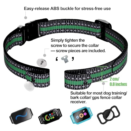 Aikko Nylon Collar Replacement Strap with Heavy-Duty Buckle, Reflective Dog Tracker Receiver Band, Durable Adjustable E Collar Systems Belt for Small Medium Large Dogs, Green - color: Green